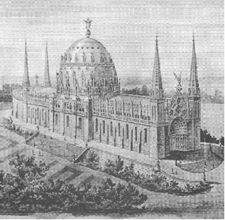 Basilique de Tilly, telle que projetée à partir de la vision de Marie Martel